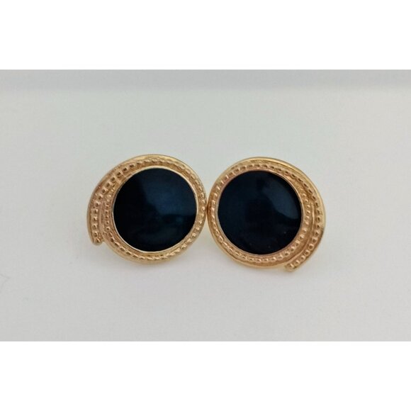 Vintage Trifari Gold Tone Lucite Blue Iridescent Earring Retro Statement Jewelry - Picture 8 of 16